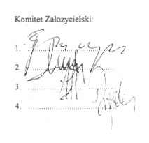 Podpisy Komitetu Założycielskiego